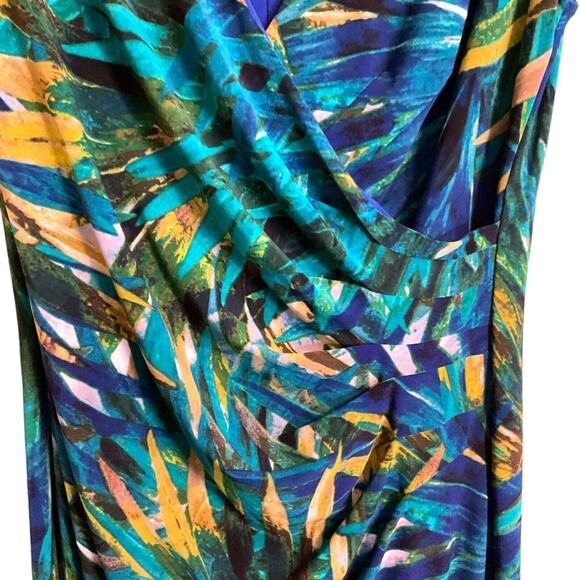 Jones New York Dress Women's Size 8 Multicolor Sheath Surplice Stretch Tropical - Picture 4 of 13